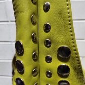 Moroccan Leather Tote – Pistachio Green Studded Shoulder Bag | Handmade Boho Purse | Artisan Shopper | Large & Small Sizes Available