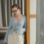 Handmade Mohair Blue Knit Cardigan: Cozy Lightweight Sweater