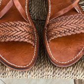 Handmade Moroccan Leather Sandals Women – Brown Flat Strappy Toe Loop Shoes